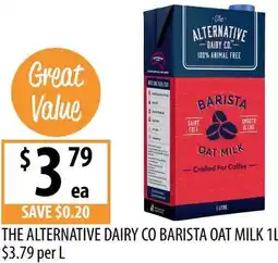 Supabarn The alternative dairy co barista oat milk offer