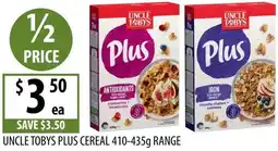 Supabarn Uncle tobys plus cereal offer