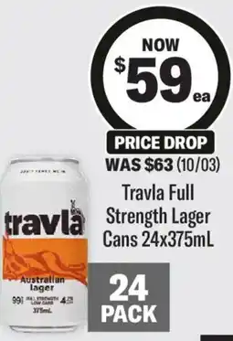 Liquorland Travla Full travla Strength Lager Cans offer