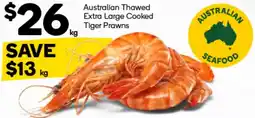 Woolworths Australian Thawed Extra Large Cooked Tiger Prawns offer