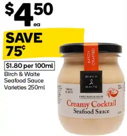 Woolworths Birch & Waite Seafood Sauce Varieties offer