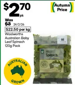 Woolworths Woolworths Australian Baby Leaf Spinach offer