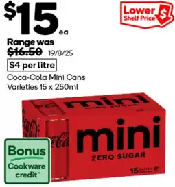 Woolworths Coca Cola Mini Cans Varieties offer