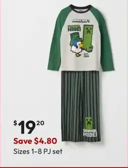 Target Minecraft Australian Cotton Older Boys Pyjama Set offer