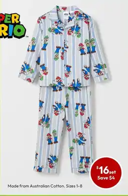 Target Super Mario Australian Cotton Flannel Younger Boys Pyjama Set offer
