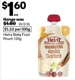Woolworths Heinz Baby Food Pouch offer