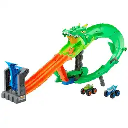 Target Mattel Hot Wheels Monster Trucks Sharks Vs. Dinos Dragon Destruction Playset offer
