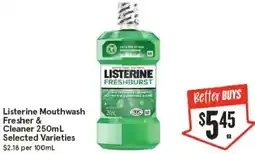 IGA Listerine Mouthwash Fresher & Cleaner offer