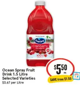 IGA Ocean Spray Fruit Drink offer