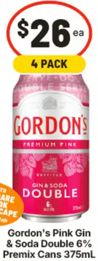IGA Gordons Pink Gin & Soda Double 6% Premix Cans offer