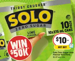 IGA Solo Zero Sugar Lime Flavour offer