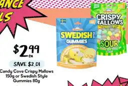 Drakes Candy Cove Crispy Mallows or Swedish Style Gummies offer