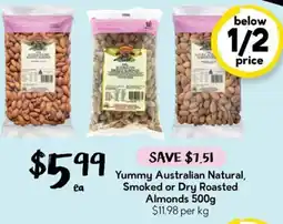Drakes Yummy Australian Natural, Smoked or Dry Roasted Almonds offer