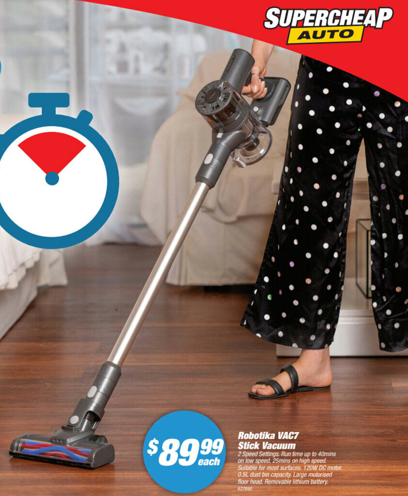 Robotika VAC7 Stick Vacuum offer at SuperCheap Auto