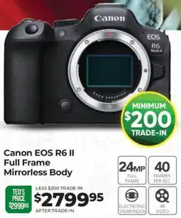 Teds Cameras Canon EOS R6 II Full Frame Mirrorless Body offer