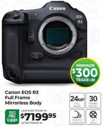 Teds Cameras Canon EOS R3 Full Frame Mirrorless Body offer