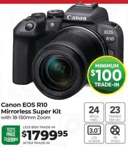 Teds Cameras Canon EOS R10 Mirrorless Super Kit offer