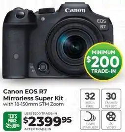 Teds Cameras Canon EOS R7 Mirrorless Super Kit offer