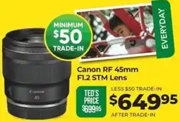 Teds Cameras Canon RF 45mm F1.2 STM Lens offer