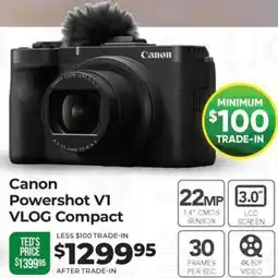 Teds Cameras Canon Powershot V1 VLOG Compact offer