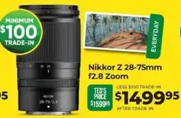 Teds Cameras Nikkor Z 28-75mm f2.8 Zoom offer