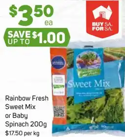 Foodland Rainbow Fresh Sweet Mix or Baby Spinach offer