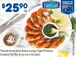 Foodland Tassal Australian Extra Large Tiger Prawns Cooked 10/15s offer