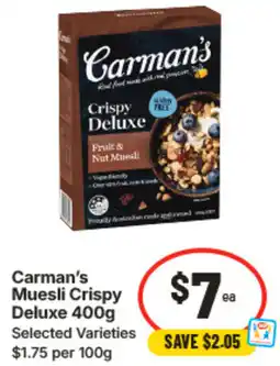 IGA Carmans Muesli Crispy Deluxe offer