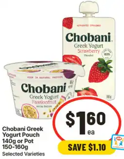 IGA Chobani Greek Yogurt Pouch or Pot offer