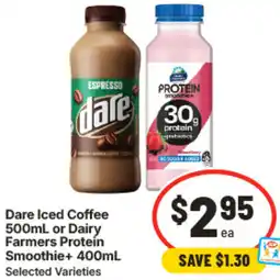 IGA Dare Iced Coffee or Dairy Farmers Proteín Smoothie offer