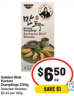 IGA Golden Wok Korean Dumplings offer