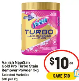 IGA Vanish NapiSan Gold Pro Turbo Stain Remover Powder offer