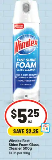 IGA Windex Fast Shine Foam Glass Cleaner offer