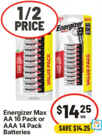 IGA Energizer Max AA or AAA Batteries offer