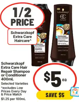 IGA Schwarzkopf Extra Care Hair Repair Shampoo or Conditioner offer