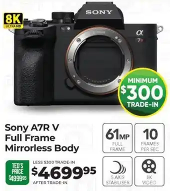 Teds Cameras Sony A7R V Full Frame Mirrorless Body offer