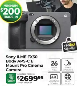 Teds Cameras Sony ILME FX30 Body APS-CE Mount Pro Cinema offer