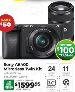 Teds Cameras Sony A6400 Mirrorless Twin Kit offer