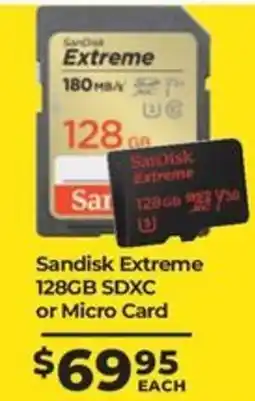 Teds Cameras Sandisk Extreme 128GB SDXC or Micro Card offer