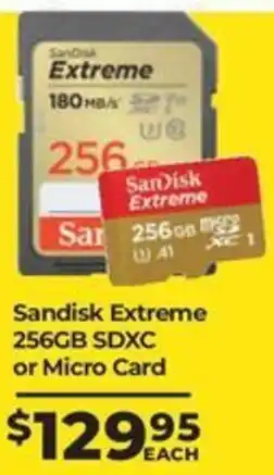 Teds Cameras Sandisk Extreme 256GB SDXC or Micro Card offer