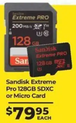 Teds Cameras Sandisk Extreme Pro 128GB SDXC or Micro Card offer