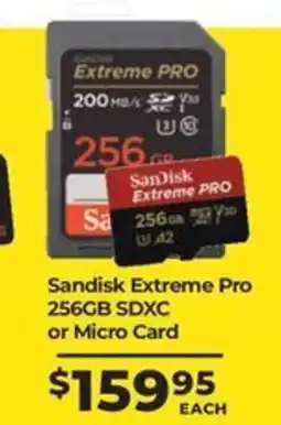 Teds Cameras Sandisk Extreme Pro 256GB SDXC or Micro Card offer
