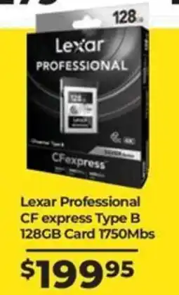 Teds Cameras Lexar Professional CF express Type B 128GB Card 1750Mbs offer