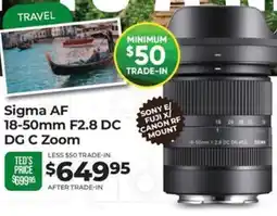 Teds Cameras Sigma AF 18-50mm F2.8 DC DG C Zoom offer