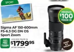 Teds Cameras Sigma AF 150-600mm F5-6.3 DG DN OS Sport Zoom offer