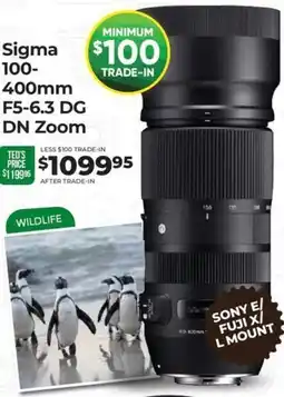 Teds Cameras Sigma100- 400mm F5-6.3 DG DN Zoom offer