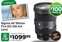 Teds Cameras Sigma AF 50mm F1.4 DG DN Art Lens offer