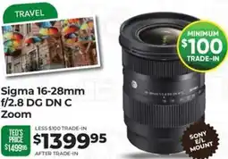 Teds Cameras Sigma 16-28mm f/2.8 DG DN C Zoom offer