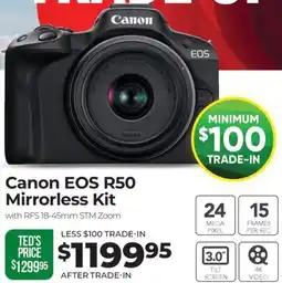 Teds Cameras Canon EOS R50 Mirrorless Kit offer