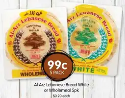 Spudshed Al Arz Lebanese Bread White or Wholemeal offer